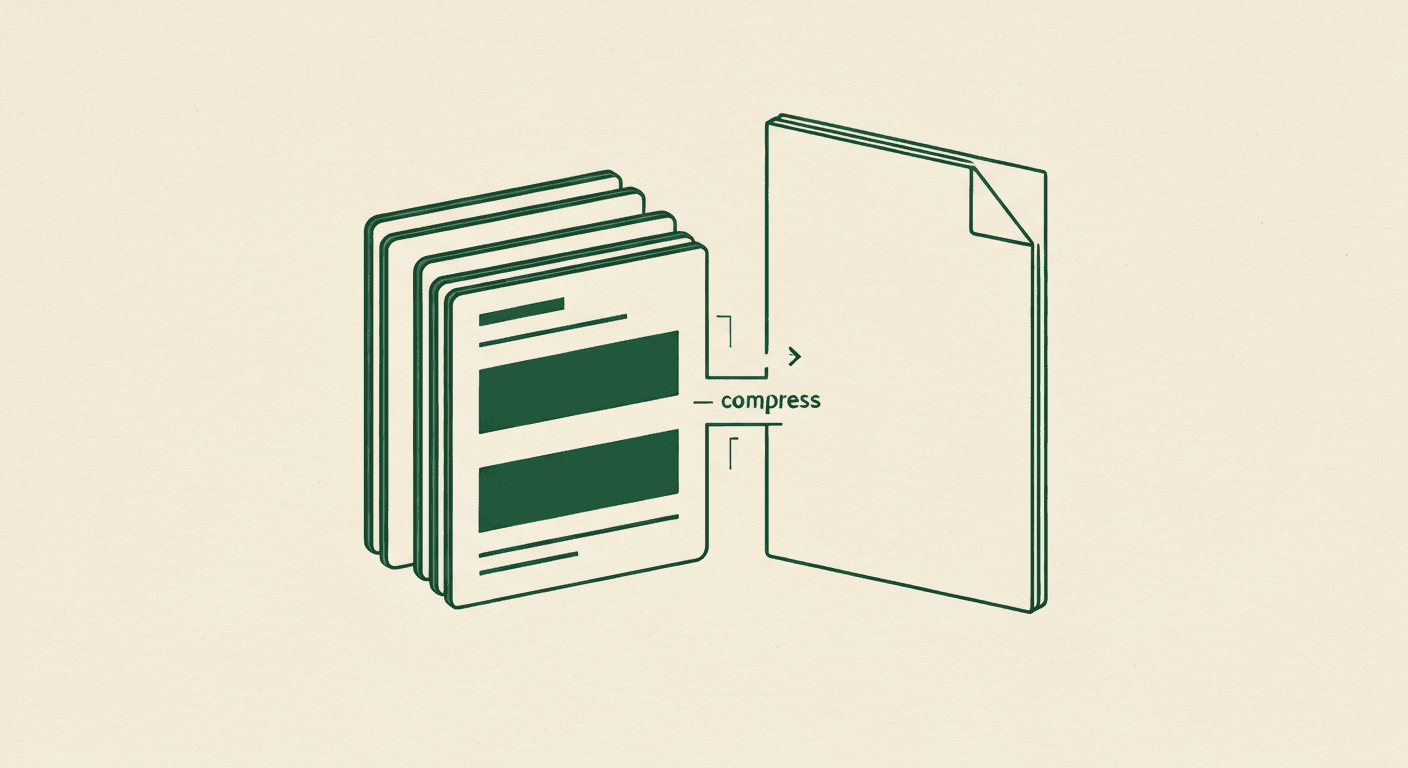Editorial illustration of PowerPoint slides consolidating into a PDF document